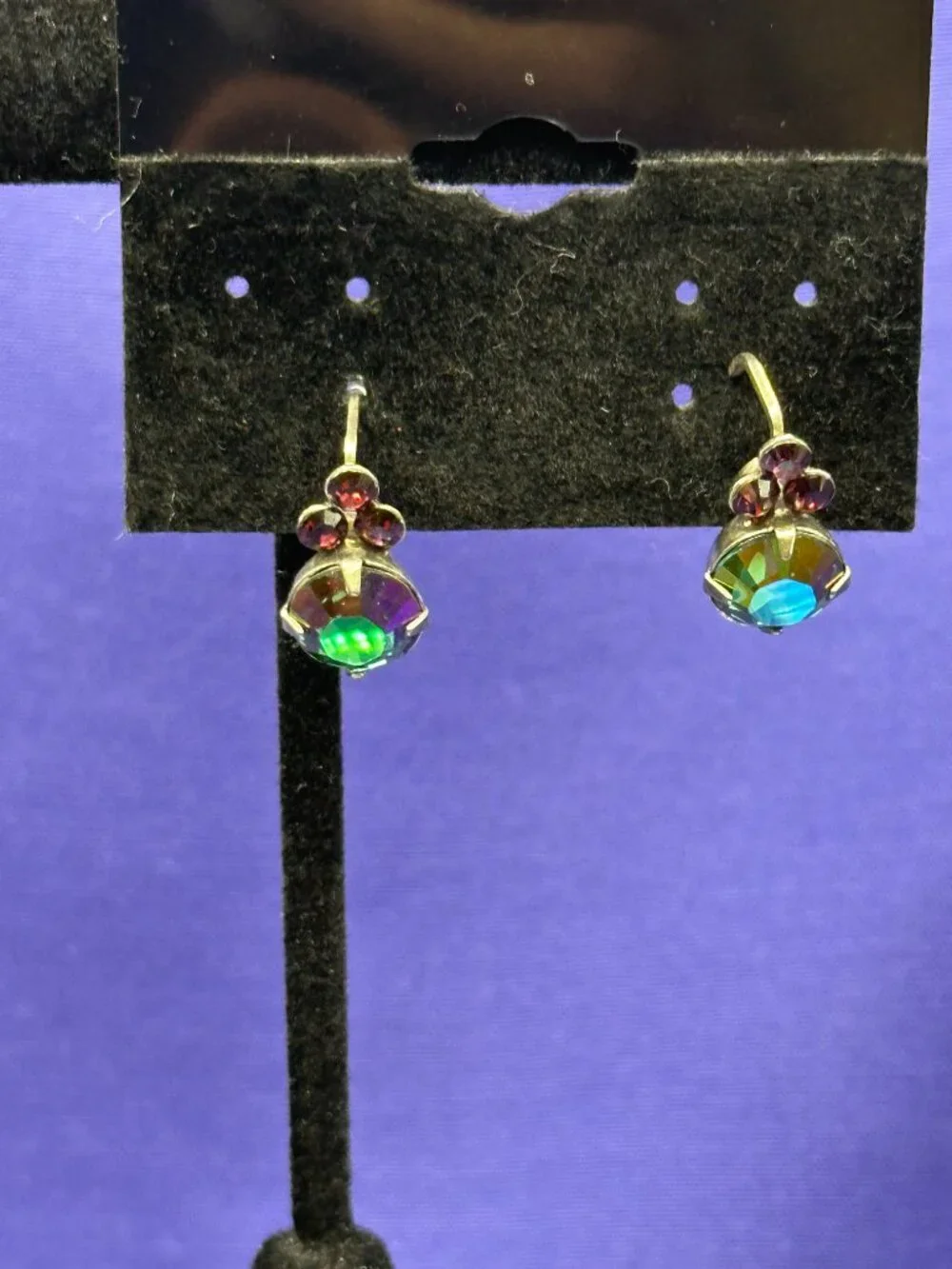 Sorrelli Earrings AB Crystal & Trio of Red Crystals